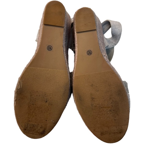 WANTED Women's Platform Sandals Wedge Heel Knit Woven Silver Gray Size 10 - Picture 7 of 7